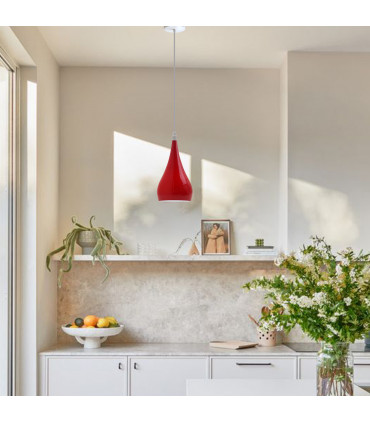 Pendant Light Metal E27 Red Teardrop 20x40x30cm Modern Industrial Hanging