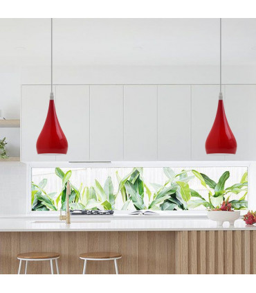 Metal E27 Red  Teardrop Pendant Light Modern Industrial Hanging Light Fixture 