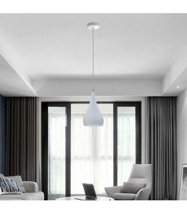 Ceiling Lamp Shade Metal E27 White Teardrop Pendant Light Modern Industrial