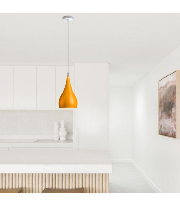 Metal Yellow Teardrop Pendant Light Modern Industrial Hanging Light Fixture