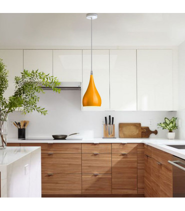 Metal Yellow Teardrop Pendant Light Modern Industrial Hanging Light Fixture