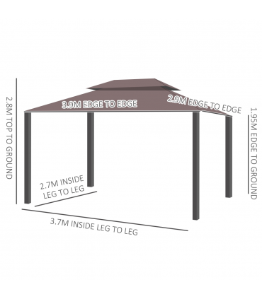 Metal Frame Gazebo with Sides Aluminium Metal Canopy Nets Coffee