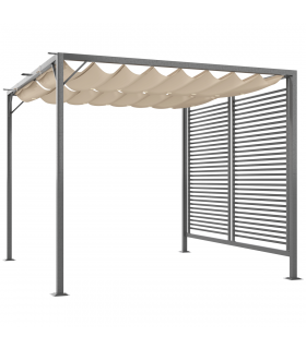 Metal Pergola Patio Sun Shelter Grape Tent Retractable Canopy UV Cut