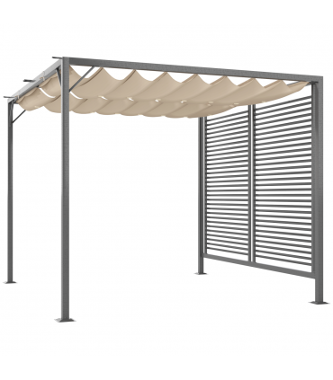 Metal Pergola Patio Sun Shelter Grape Tent Retractable Canopy UV Cut