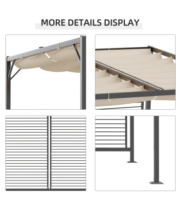 Metal Pergola Patio Sun Shelter Grape Tent Retractable Canopy UV Cut