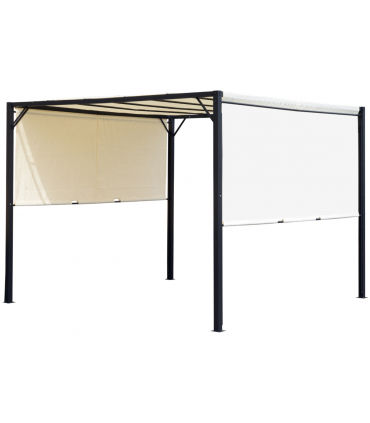 Metal Pergola With Canopy Retractable Pergola Canopy 3x3x2.3m Cover Cream