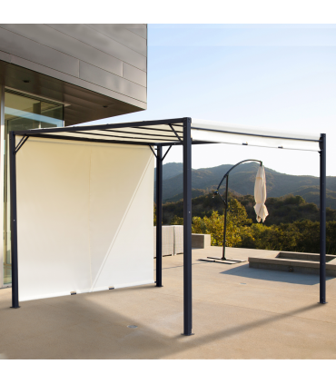 Metal Pergola With Canopy Retractable Pergola Canopy 3x3x2.3m Cover Cream