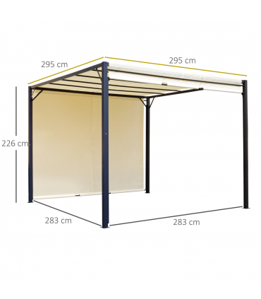 Metal Pergola With Canopy Retractable Pergola Canopy 3x3x2.3m Cover Cream
