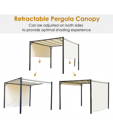 Metal Pergola With Canopy Retractable Pergola Canopy 3x3x2.3m Cover Cream
