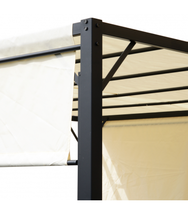 Metal Pergola With Canopy Retractable Pergola Canopy 3x3x2.3m Cover Cream