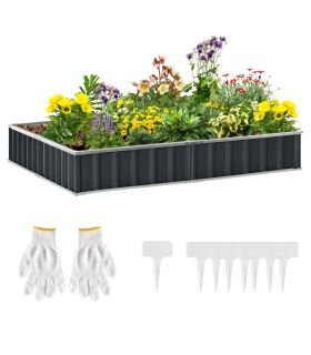 Metal Raised Garden Bed Steel Planter Box A Pairs of Glove 258cmx90cm