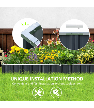 Metal Raised Garden Bed Steel Planter Box A Pairs of Glove 258cmx90cm