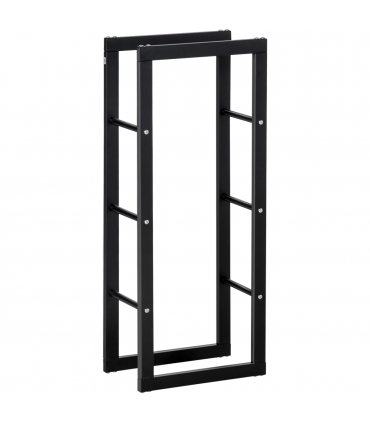 Metal Rust-Resistant Firewood Log Rack Black