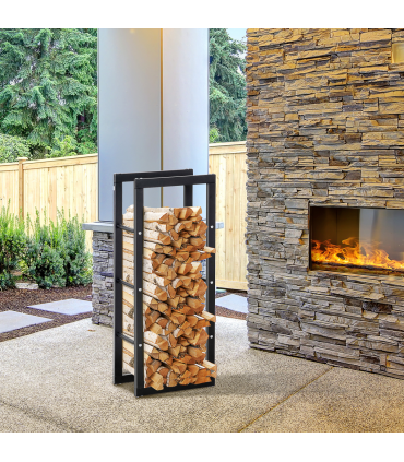 Metal Rust-Resistant Firewood Log Rack Black