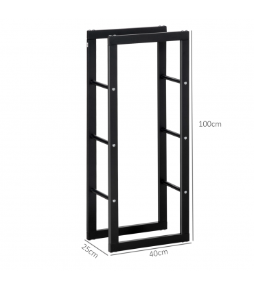 Metal Rust-Resistant Firewood Log Rack Black