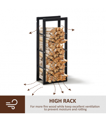 Metal Rust-Resistant Firewood Log Rack Black