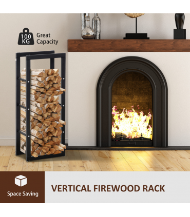 Metal Rust-Resistant Firewood Log Rack Black