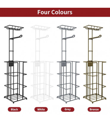 Vinsani Metal Toilet Roll Holder & Storage Black 1010101