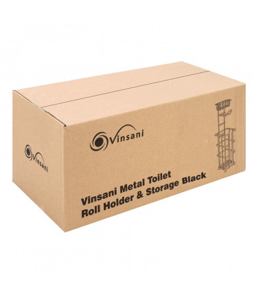 Vinsani Metal Toilet Roll Holder & Storage Black 1010101