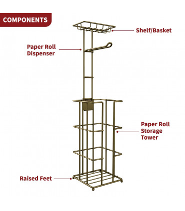 Vinsani Metal Toilet Roll Holder & Storage Bronze 1010104