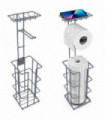 Vinsani Metal Toilet Roll Holder & Storage Grey 1010103