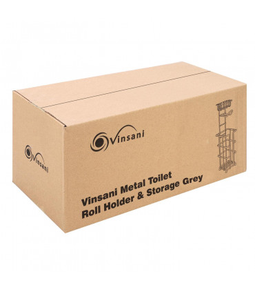 Vinsani Metal Toilet Roll Holder & Storage Grey 1010103