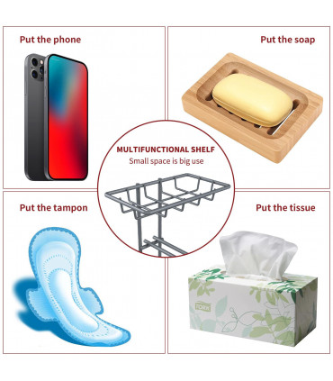 Vinsani Metal Toilet Roll Holder & Storage Grey 1010103