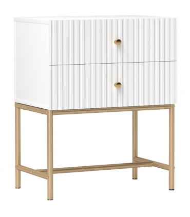 HOMCOM Modern Bedside Table with 2 Drawers for Bedroom, White