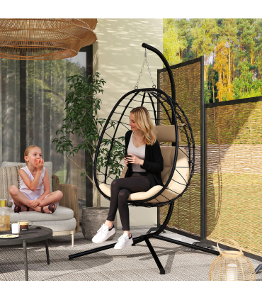 ComfortSwing Egg-Shaped Chair with Cushion - Stylish Nest Design for Relaxation