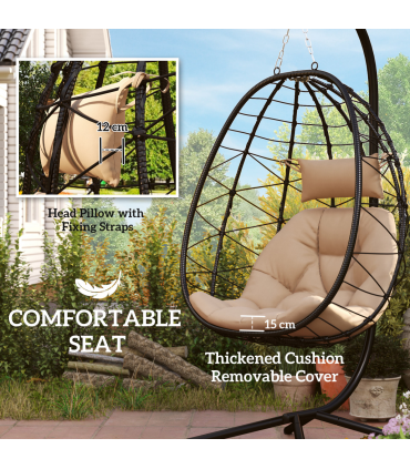 ComfortSwing Egg-Shaped Chair with Cushion - Stylish Nest Design for Relaxation