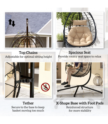 ComfortSwing Egg-Shaped Chair with Cushion - Stylish Nest Design for Relaxation