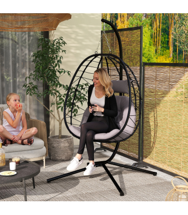 ComfortSwing Egg-Shaped Chair with Cushion - Stylish Nest Design for Relaxation