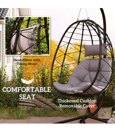 ComfortSwing Egg-Shaped Chair with Cushion - Stylish Nest Design for Relaxation