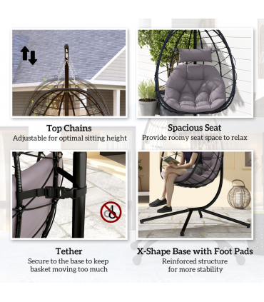 ComfortSwing Egg-Shaped Chair with Cushion - Stylish Nest Design for Relaxation