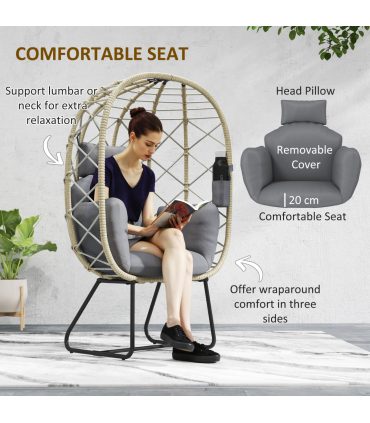 Egg-Shaped Garden Chair with Cushions - Luxurious Outdoor Comfort