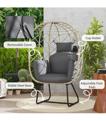 Egg-Shaped Garden Chair with Cushions - Luxurious Outdoor Comfort
