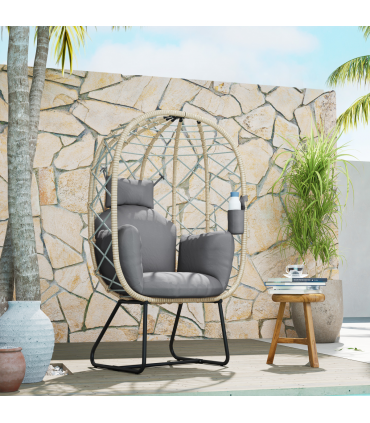 Egg-Shaped Garden Chair with Cushions - Luxurious Outdoor Comfort