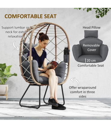 Egg-Shaped Garden Chair with Cushions - Luxurious Outdoor Comfort