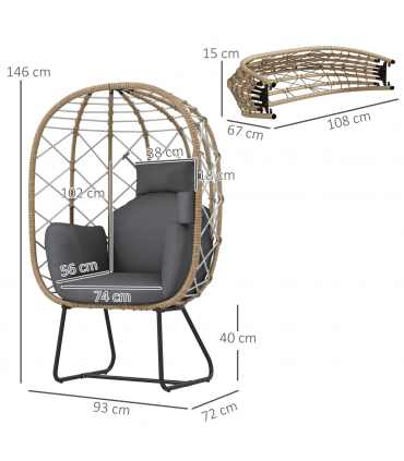 Egg-Shaped Garden Chair with Cushions - Luxurious Outdoor Comfort