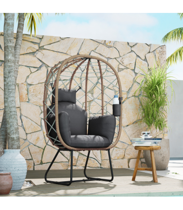 Egg-Shaped Garden Chair with Cushions - Luxurious Outdoor Comfort