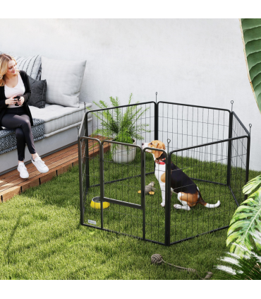 Durable Six-Panel Portable Pet Enclosure - Versatile Indoor/Outdoor Use