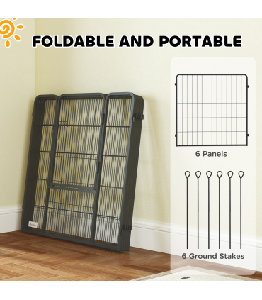 Durable Six-Panel Portable Pet Enclosure - Versatile Indoor/Outdoor Use