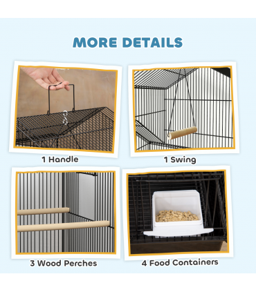 Metal Bird Cage with Spacious Design & Easy Access for Small Birds