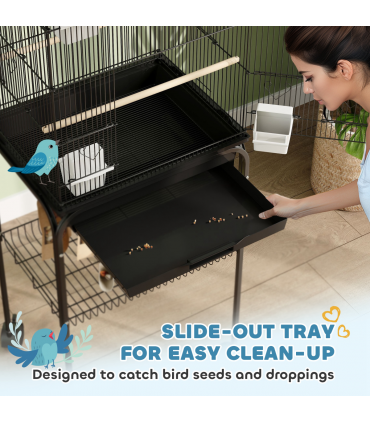 Metal Bird Cage with Spacious Design & Easy Access for Small Birds