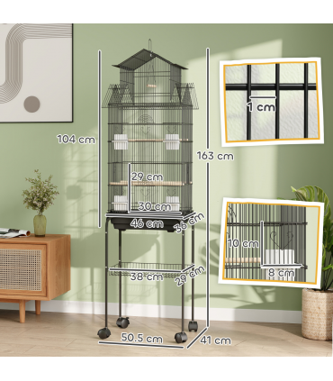 Metal Bird Cage with Spacious Design & Easy Access for Small Birds