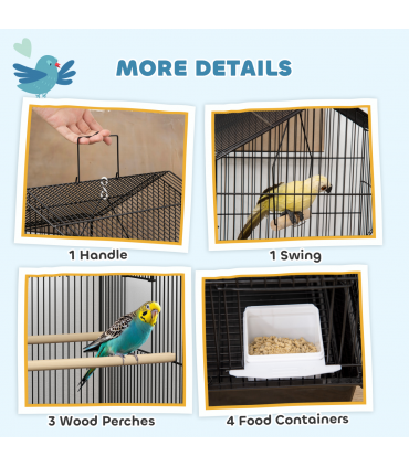 Metal Bird Cage with Spacious Design & Easy Access for Small Birds