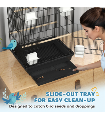 Metal Bird Cage with Spacious Design & Easy Access for Small Birds