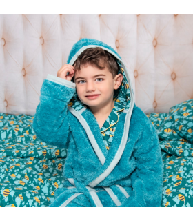 Busy Bees Blue Boys Fleece Dressing Gown