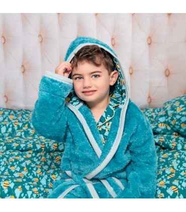 Busy Bees Blue Boys Fleece Dressing Gown