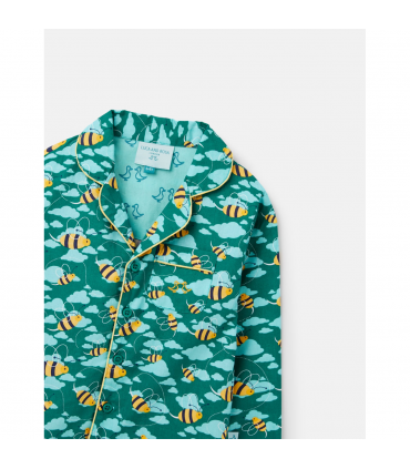 Blue Busy Bees Boys Button Up Pyjamas